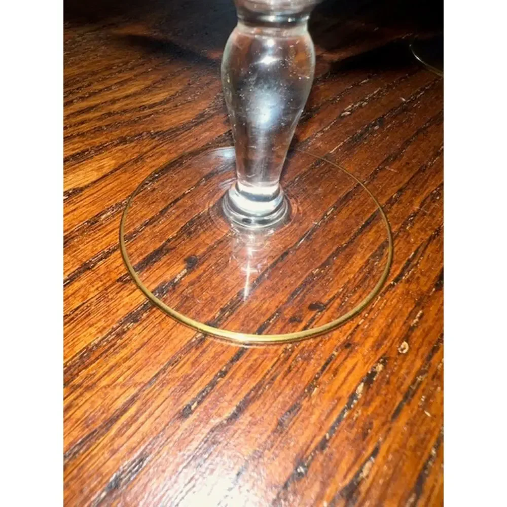 Vintage Double Band 24k Gold Encrusted 4.25” Crystal Cocktail Glasses (2)